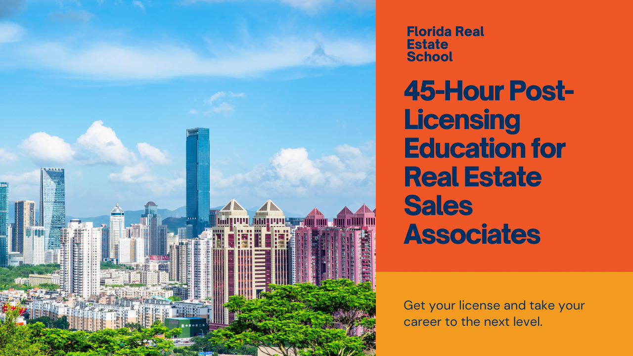 ⭐Live Streaming 45-Hour Post-Licensing Education for Florida Real Estate Sales Associates Course